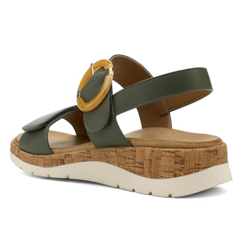 Image of UBFEN Womens Low Wedge Walking Sandals with Arch Support | Open Toe Sandals Adjustable Instep and Ankle Straps for Summer Everyday Outfits, Travel,Vacation