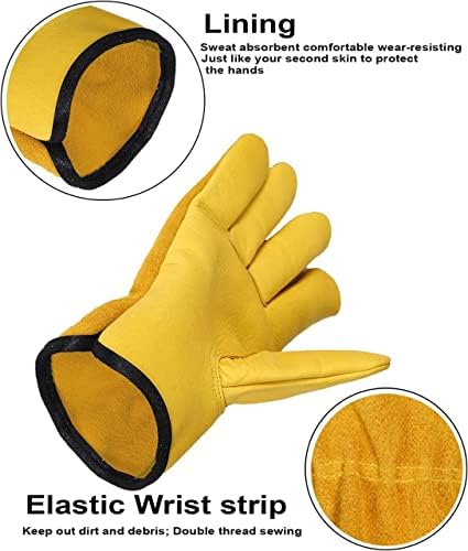 WFX Leather Working Gloves Work Gardening Gloves Thorn Proof Garden Building Heavy Duty Utility Gripper Men Women Breathable and Flexible Construction (L (Pack of 1))