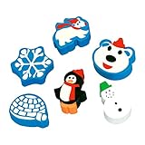Winter Fun Erasers - 1.5' (Pack of 24) - Multicolor Rubber Miniature Snowy Surprises - Perfect for School, Party Favors, and Creative Gift