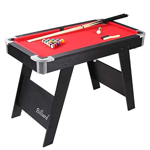 Billardtisch, Billardtisch für Kinder und Erwachsene, Indoor-Spiel mit Spielbällen, Stöcken, Kreide, Bürste und Dreieck, 121,9 cm (rot)