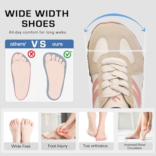 Image of somiliss Wide Toe Box Shoes for Women Non-Slip Walking Fashion Sneakers | Arch support, slip resistant, fashion, daily and casual, removable insole for easy washing, microfiber leather suede upper