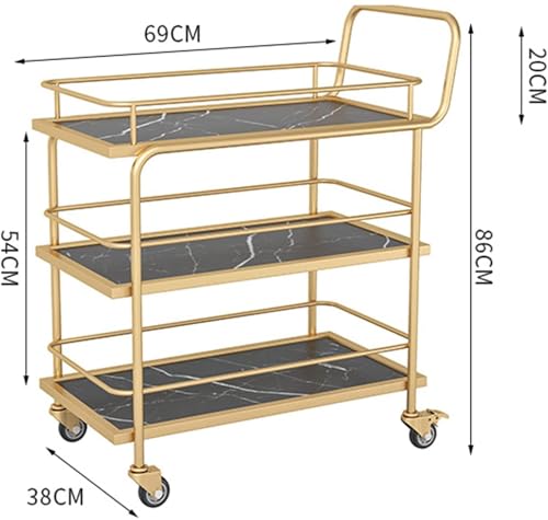 Carrito de bar multiusos de madera y metal con ruedas con bloqueo para cocina u hogar 4