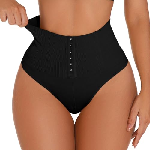 Generisch Shapewear - Tanga para mujer, sin costuras, cintura media, bragas corporales, faja de cintura, ropa interior moldeadora, Negro , XXL