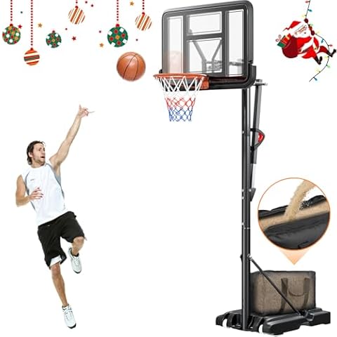 RenFox Basketball Hoop Outdoor with Sandbag, 4.9-10ft Height Adjustable Basketball Goal, 44 in Shatterproof Backboard and Portable Wheels for Teens Adults in Backyards, Driveways, Outdoor Play Cover