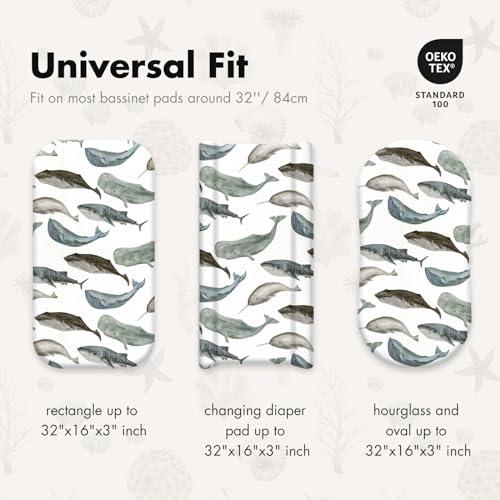 Image of Gllquen Baby Bassinet Sheets 4 Pack, Breathable Cozy Fitted Mattress Sheet | 32 inchx16 inch Soft Baby Sheets for Boys Girls, Compatible with Halo, Snoo, Uppababy, Universal fitted,Baby Gift,