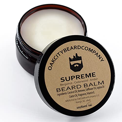 Oak City Beard Company - Supreme - 2 Ounce - Beard Balm - Bergamot - Cedarwood - Amber - Beard Conditioner