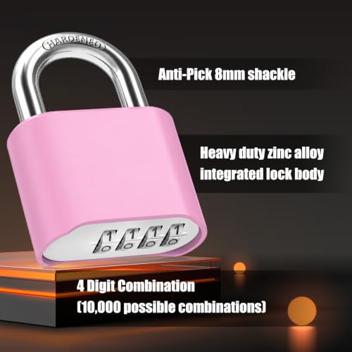 Image of Diyife Outdoor Combination Padlock, Hidden Password Design & Weatherproof High Security for Sheds, Fence, Locker, Home, School, Garage, Garden, Gate Hasps, Pink