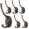 Small Coat Hook Wall Mounted Zinc Alloy 1 Double Coat Hanger 6 Pack Antique Red Copper Finish