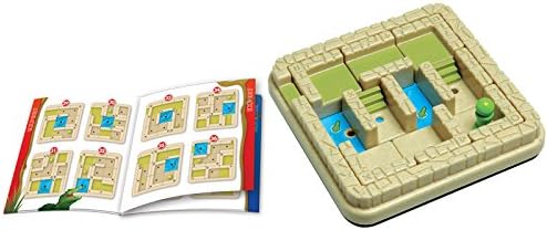 SmartGames Temple Trap game board and challenge booklet showing initial setup.