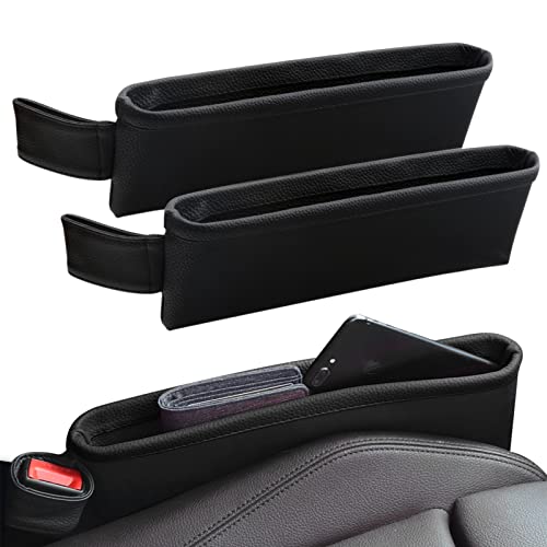 BubabyZZ 2 Pack Update Car Seat Gap Filler Organizer Leather Console Storage Box Front Side Pocket Seats Organizers Filler Interior Car Accessories for Phone Wallet Coin Key Sunglasses (Black)