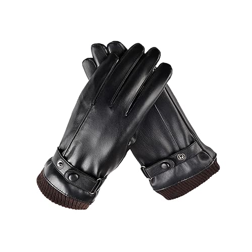 Parliky Gloves for Women Pu Leather Windproof Design - Palm Buckle Wrist for Skiing Biking and Cold Weather Activities