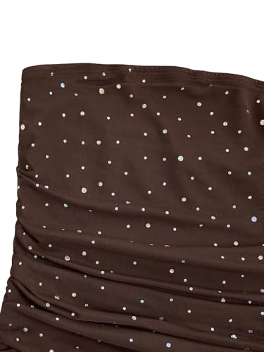 Image of Floerns Women's Rhinestone Sleeveless Bandeau Party Corset Strapless Tube Sequin Top