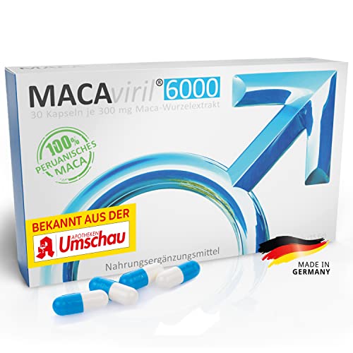 MACA Kapseln hochdosiert | Aus der Apotheke | Für den Mann | Das Original MACA aus Peru | 6000 mg pro Tag | Monatsversorgung für die Männer 30 Kapseln | Ohne Ashwagandha | Vegan | Made in Germany