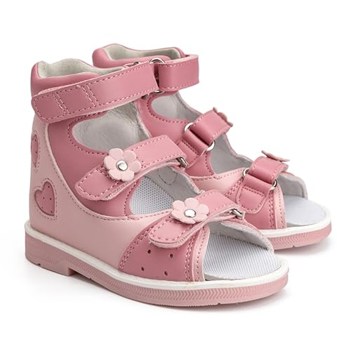 princepard Orthopedic Sandals for girls with Hollowed Out Heart Pattern,High-top AFO Shoes with Arch and Ankle Support