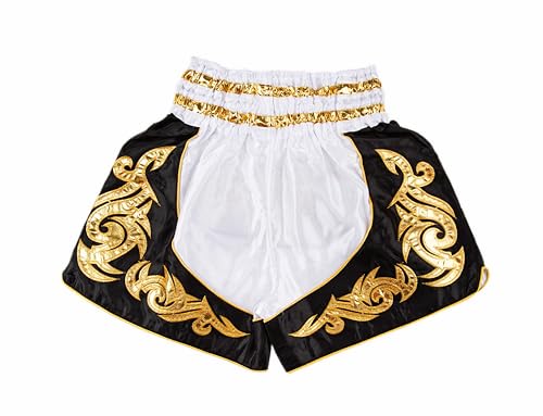 MUAY NATION Muay Thai Shorts für Männer Frauen Slim Cut MMA Boxshorts Training Kickbox-Kleidung Kampfsport-Shorts (DE/NL/SE/PL, Alphanumerisch, L, Regular, Regular, Weiß)