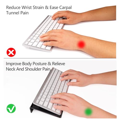 Image of Egchi Computer Keyboard Stand for Desk 78 Keys, 11.8 x 5.1 Inch Keyboard Tray, Black Acrylic Keyboard Riser Lift, Apple Keyboard Holder
