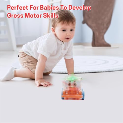 Image of ADITI TOYS Transparent Gear Bus for Kids, Mini School Bus with Tinkling Sound and Light Toy for Kids Above 3 Years, BIS Approved (Orange)