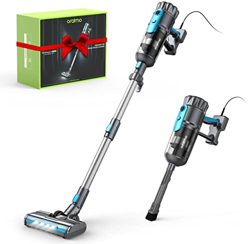 Oraimo Stick Vacuum, 600W Corded Stick Vacuum with LED Motorized Floor Brush, 6 in 1 Vacuum Cleaner with 29.5 Ft Cable, Powerful Vacuum for Middle-Pile Carpet, Marble, Hard Floor, Tile Cleaning