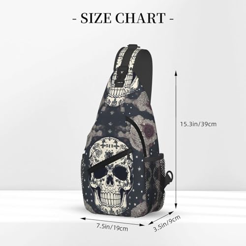 Mochila bandolera con estampado Skull para viaje y senderismo miniatura 3