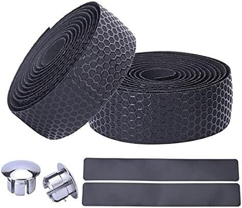 bike handlebar tape,handlebar tape Handlebar Tape, Handlebar Tape Bike Handlebar Tape Road Bicycle Anti-slip Silica Gel Shock Absorption Handle Bar Tape Cycling Wrap End Plug Bar Tape(Svart)
