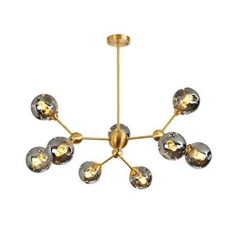 Plafonnier en verre et finition dorée style mid-century chic pour grand salon