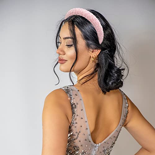 Yission 1Pc Pink Rhinestone Headband For Women Girls Non Slip Head Bands Fashion Jeweled Hairband Sparkly Crystal Headbands For Women Bling Hair Accessories For Women Girls Wedding Prom Holiday #TOP2