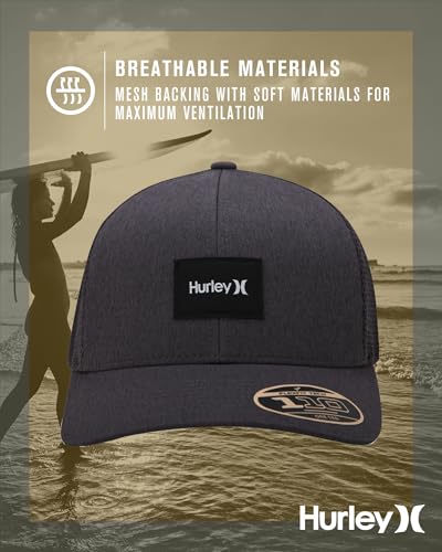 Image of Hurley Mens Trucker Hat - Flexible Quick Dry Fairway Mesh Trucker Hat for Men with Snapback Closure - Classic Mens Caps
