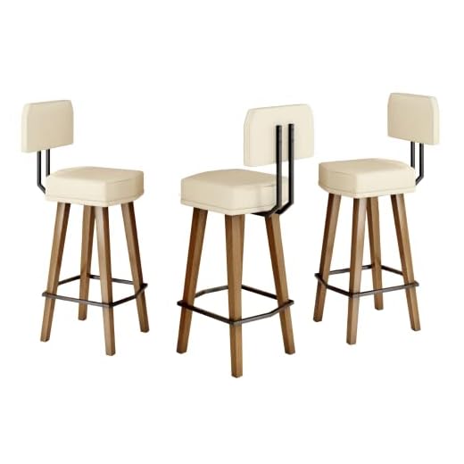 Kit 3 Banquetas Altas para Área Gourmet Bancada balcão de cozinha (80cm do Assento ao chão, Bege)