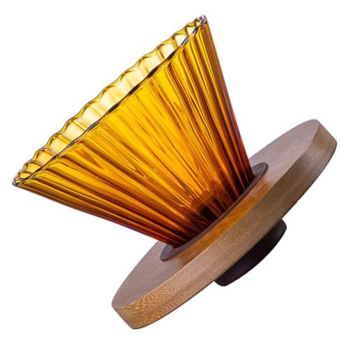 WEKADRIN Embudo para Café Filtro de Borosilicato y Soporte de Madera, Cafetera de Vertido Grande para Preparar Café en Casa, Oficina o Eventos Pequeños