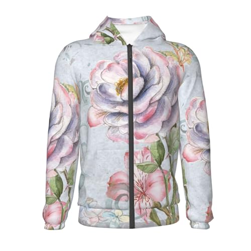 Vintage Rose Kid Hoodies Boys Zip Up Sweatshirts Girls Pullover with Pocket2