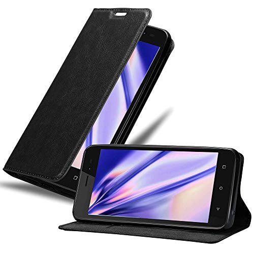 cadorabo Coque pour WIKO Sunny 3 en Noir Nuit - Housse Protection avec Fermoire Magnétique, Stand Horizontal et Fente Carte - Portefeuille Etui Poche Folio...