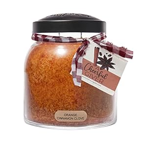 A cheerful giverorange cinnamon clove 34oz papa scented candle jar with lid keepers of the light 155 hours of burn time gift for women orange  urban country home decor
