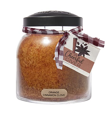 A Cheerful Giver–Orange Cinnamon Clove 34oz Papa Scented Candle Jar with Lid Keepers of the Light 155 Hours of Burn Time Gift for Women Orange