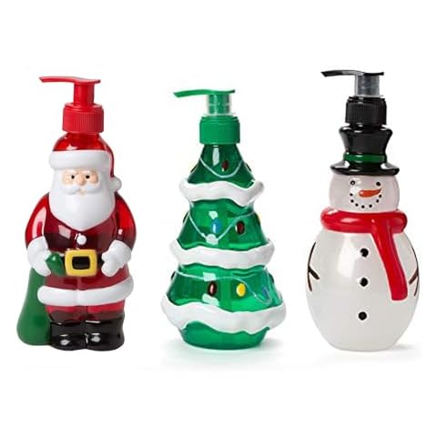 Simple Pleasures Holiday Soap Dispenser - Snowman, Santa & Christmas Tree with Scented Liquid Soap - Decorative Hand Pump Refillable Christmas Soap Dispenser for Kitchen and Bathroom (310ml) Cover