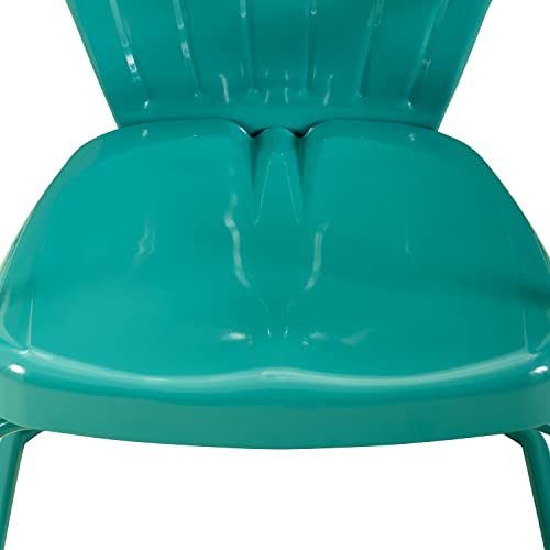 Crosley Furniture Ko10015Tu Ridgeland Retro Outdoor Metal 5-Piece Dining Set (Dining Table, 4 Chairs), Turquoise Gloss #TOP1