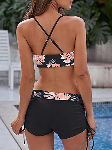 Image of Bathing Suits for Women High Waisted Swimsuits Tummy Control Two Piece Tankini Ruffled Top with Swim Bottom Bathing Suits