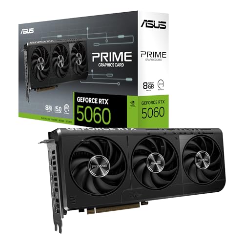 ASUS Prime GeForce RTX 5060 8 GB GDDR7 Tarjeta gráfica Compatible con SFF (PCIe 5.0, 8 GB GDDR7, HDMI/DP 2.1, 2,5 Ranuras, Ventiladores Axial-Tech, BIOS Dual)