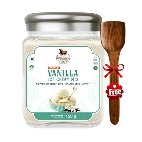 Image of Kamdhenu Gauveda Vanilla Ice Cream Mix Powder 150g - Instant Homemade Ice Cream Premix | No Machine Needed | Eggless & 100% Vegetarian | Makes 500ml+ Soft Serve, Kulfi, Milkshake & Frozen Dessert