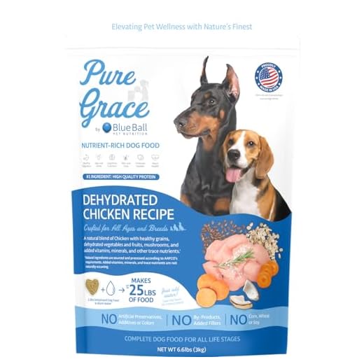 Blue Ball Pet Nutrition Pure Grace Dehydrated Chicken Recipe Dog Food 6.6lbs (Makes up to 25lbs of Hydrated Food)
