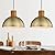 ELYONA 2 Pack Hammered Pendant Lights 12” Vintage Metal & Wood Dome Hanging Lamp Antique Gold Industrial Kitchen Pendant Light Fixtures for Island, Farmhouse, Dining Room, Sink, Hallway, Brushed Brass