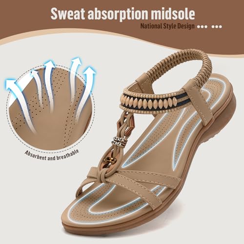 Image of Littleplum Womens Sandals Comfort Arch Support Sandals Summer Walking Shoes Casual Ankle Elastic Flip Flops Shoes