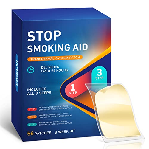 【56 Patches】Smoking Aid Stop Smoking Patch Step 1 2 and 3, Easy and Effective Anti-Smoking Stickers - Best Product to Quit Smoking 21 14 and 7mg (Step 1 2 3)