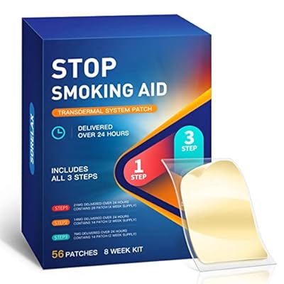 56 PatchesSmoking Aid Stop Smoking Patch Step 1 2 and 3, Easy and Effective Anti-Smoking Stickers - Best Product to Quit Smoking 21 14 and 7mg Step 1 2 3
