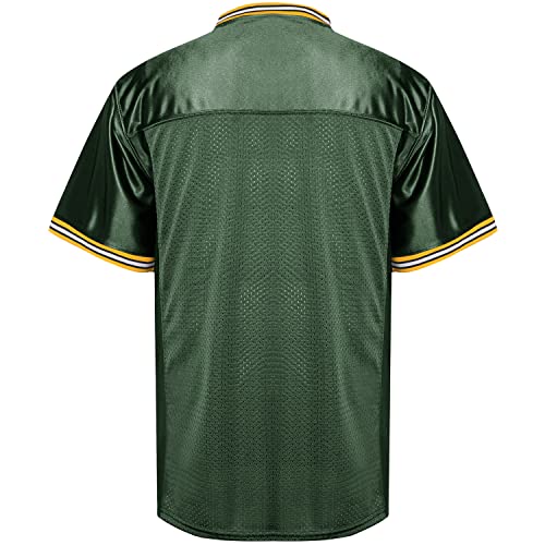 JKNAKN Blank Football Jerseys Mesh Athletic Football Shirt Practice Sports Uniform Black White Jersey (Dark Green, Small)