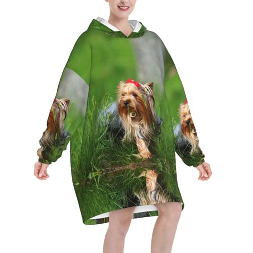 Couverture à capuche Yorkshire Terrier pour femme en flanelle - 2