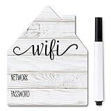 Rustic White WiFi Password Sign, Rustic Farmhouse Fridge Magnet, WiFi Password Sign for Home with Black Wet Erasable Pen, Magnetic White WiFi Sign for Guests, Fridge Magnet Decor, 4.0 x 5.0 inch