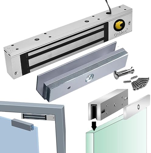 OldArc (EM6U) EM lock + U bracket For Glass Door | 600lbs Electromagnetic lock with U bracket for framed glass door | 280Kg Holding Force | 2W fail safe Electro Magnetic Lock Glass Door Access Control