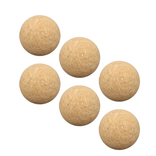 Glewi 6 Stück Naturkork Kickerbälle Holz Tischfußball Ersatz geräuscharm für Indoor-Spiele 36 mm (36 mm Korkball)