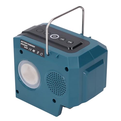 Marhynchus Jobsite Speaker with LED Lights True Stereo for BL1815N BL1830 BL1840, ABS Construction Site Speaker with BT5.3 USB Small Memory Card Playback 18V Battery Powered
