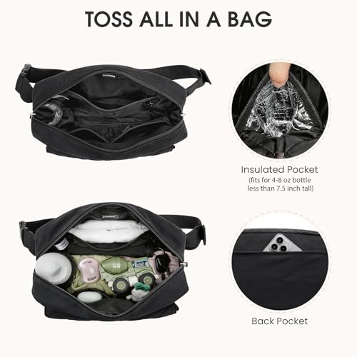 G4Free Small Diaper Bag for Baby Girl and Boy, Mini Sling Diaper Bag Fanny Pack with Portable Changing Pad (black) by G4Free - Image 4